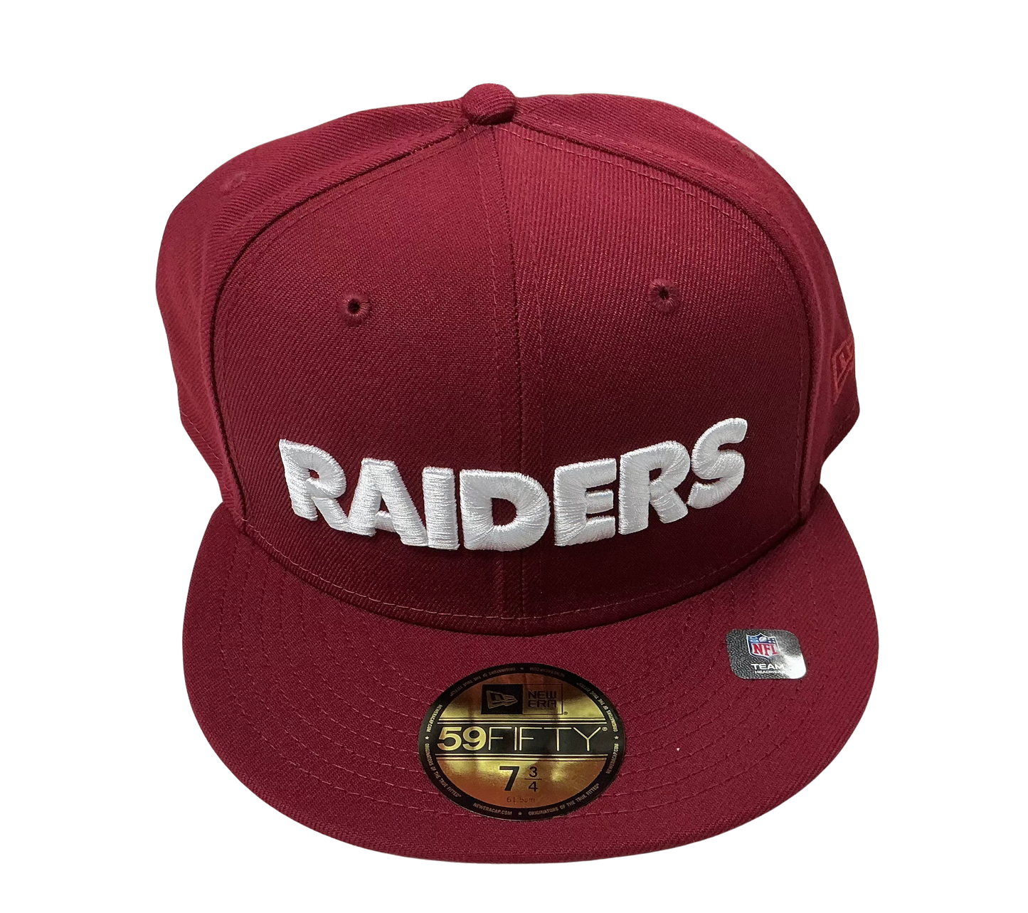 Las Vegas Raiders Burgundy White Letters New Era 59Fifty Fitted Hat
