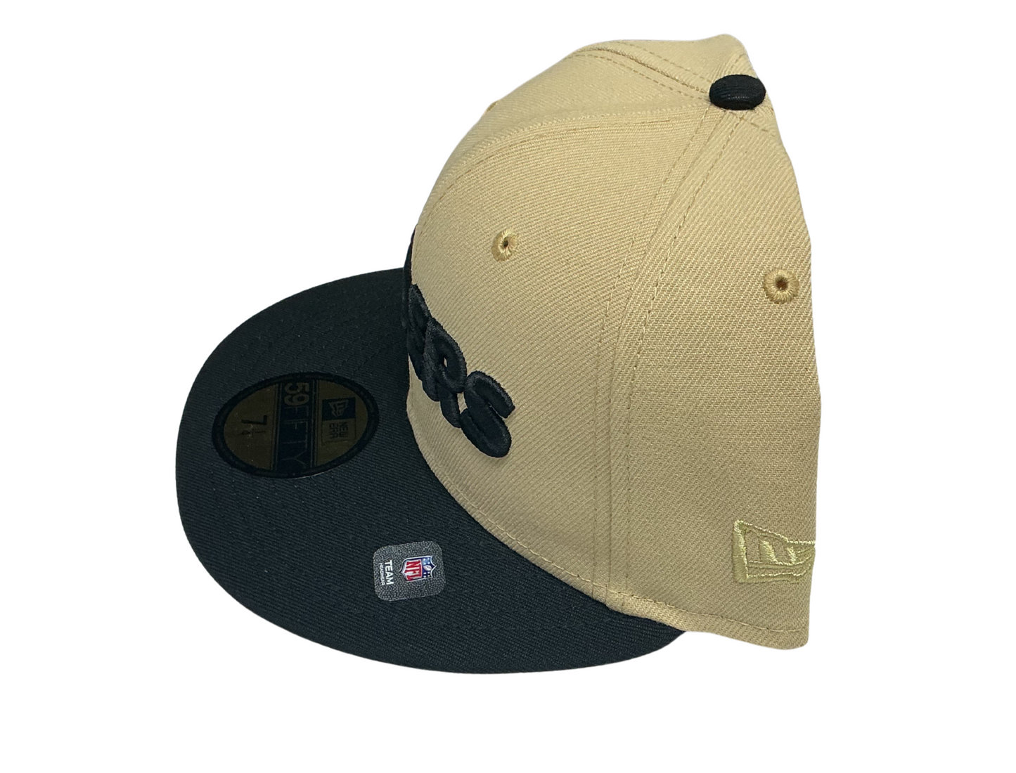Las Vegas Raiders Cream Two Tone Black Letters New Era 59Fifty Fitted Hat