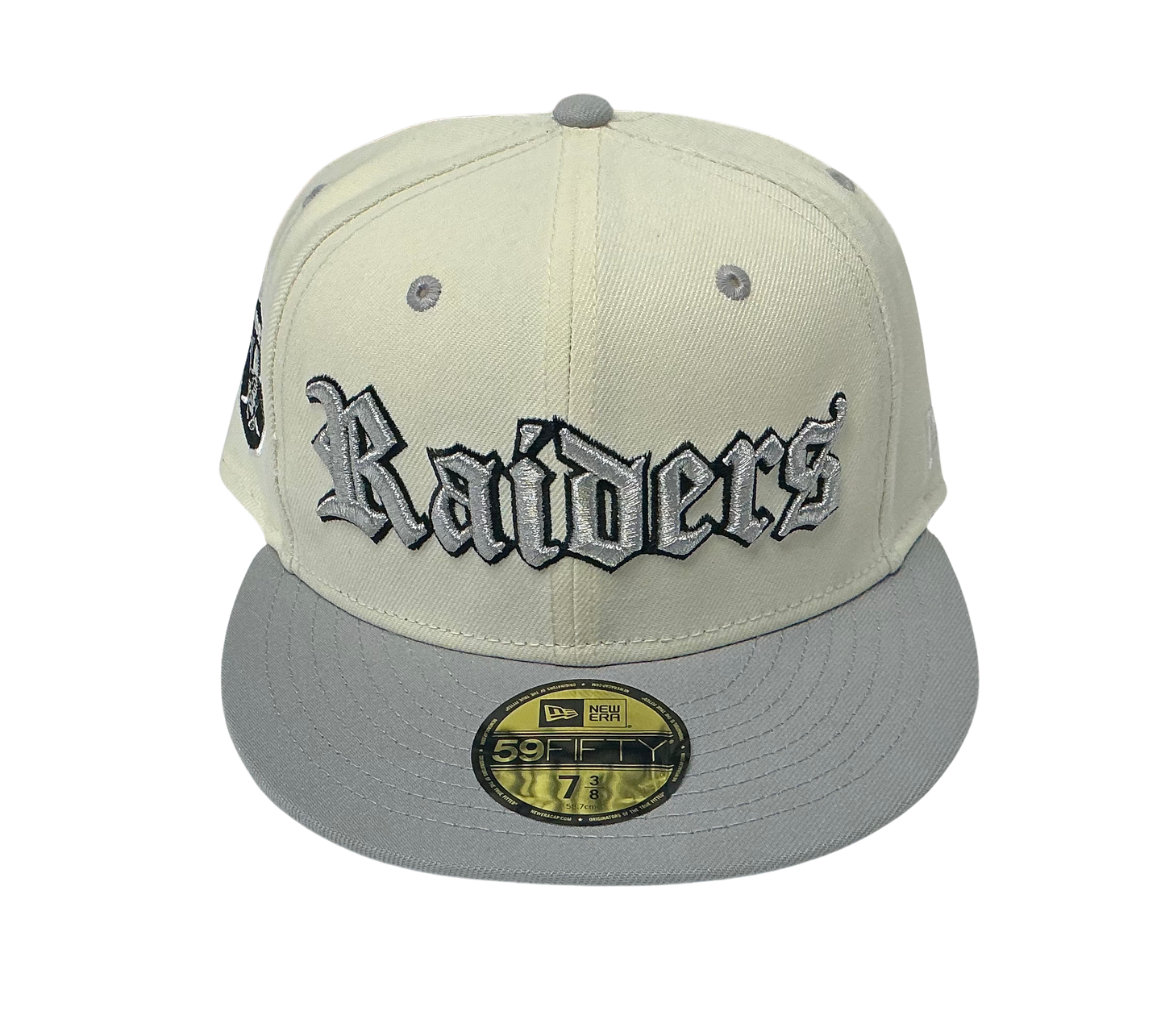 Las Vegas Raiders NFL New Era Two Tone Cream/Grey 59Fifty Fitted Hat