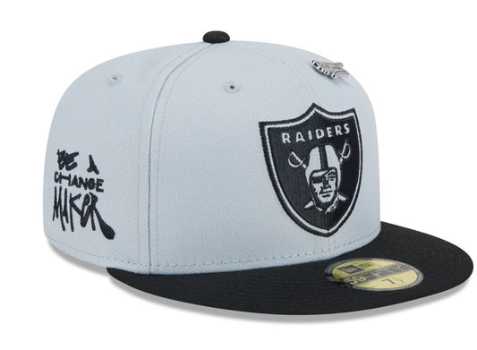 Las Vegas Raiders New Era Gray/Black Inspire Change 59FIFTY Fitted Hat