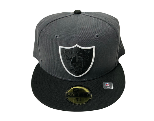Las Vegas Raiders Two Tone Black Shield New Era 59Fifty Fitted Hat