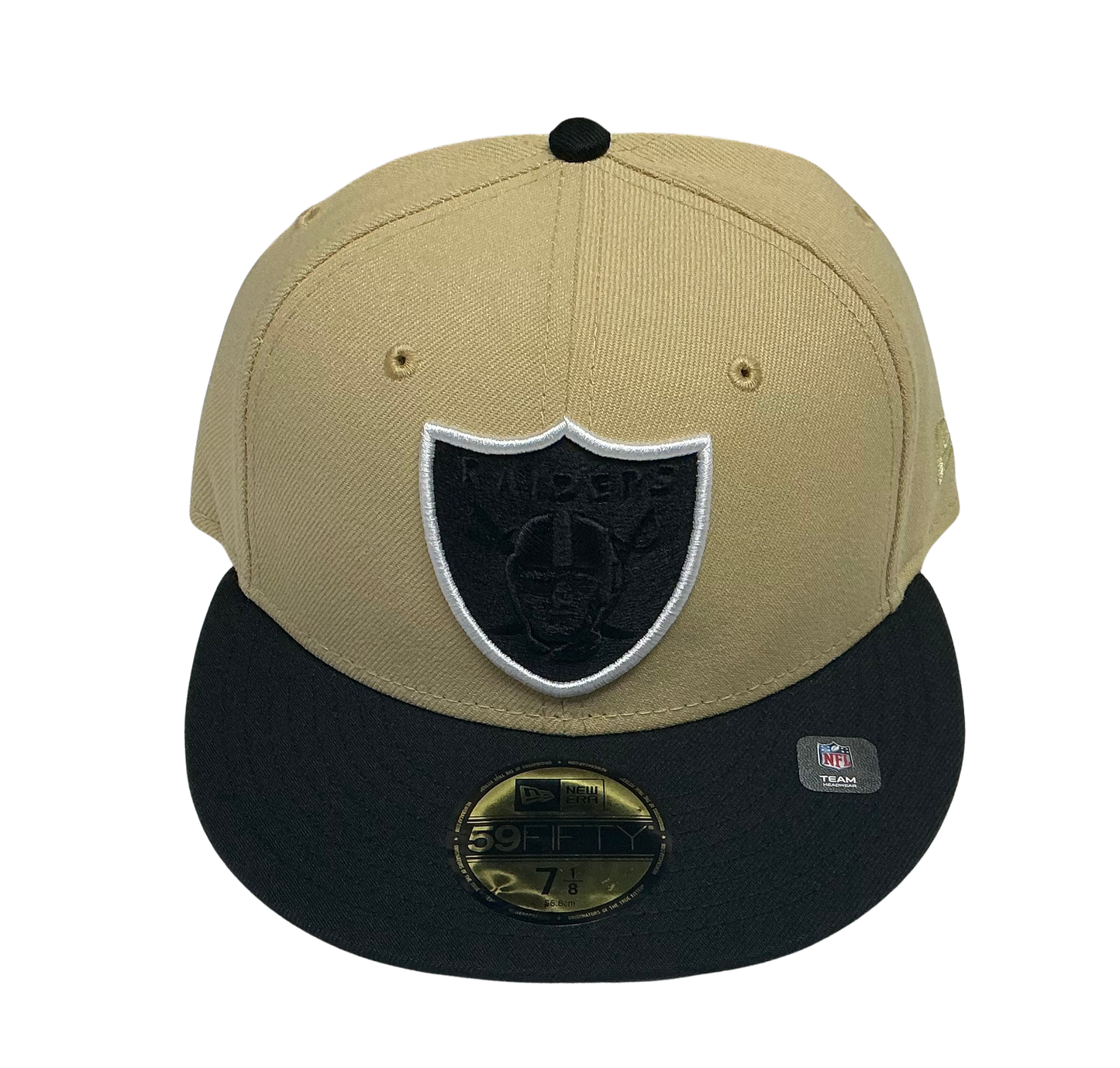 Las Vegas Raiders Two Tone Cream Black Shield New Era 59Fifty Fitted Hat