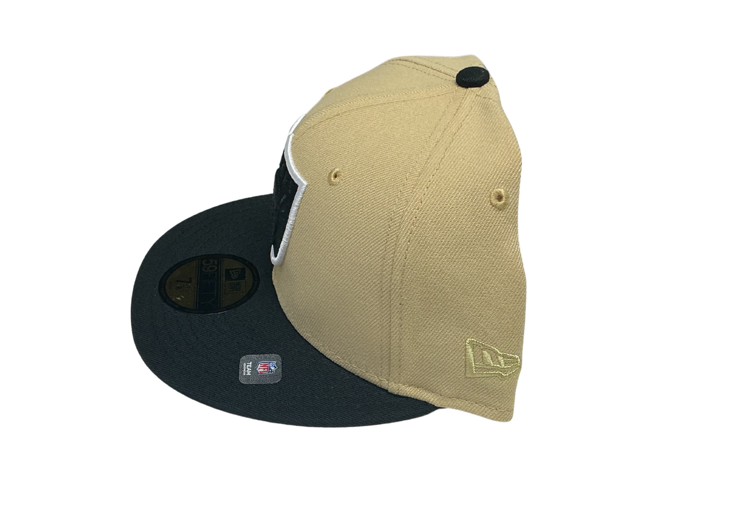Las Vegas Raiders Two Tone Cream Black Shield New Era 59Fifty Fitted Hat