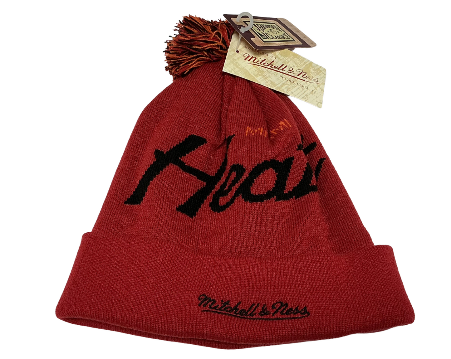 Mitchell & Ness Miami Heat Pom Cuffed Beanie