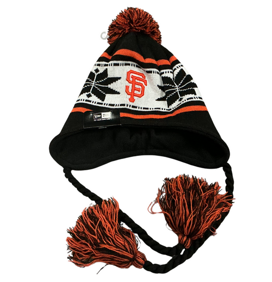 New Era MLB SF Giants Snowflake Knit Earflap Beanie w/ Pom