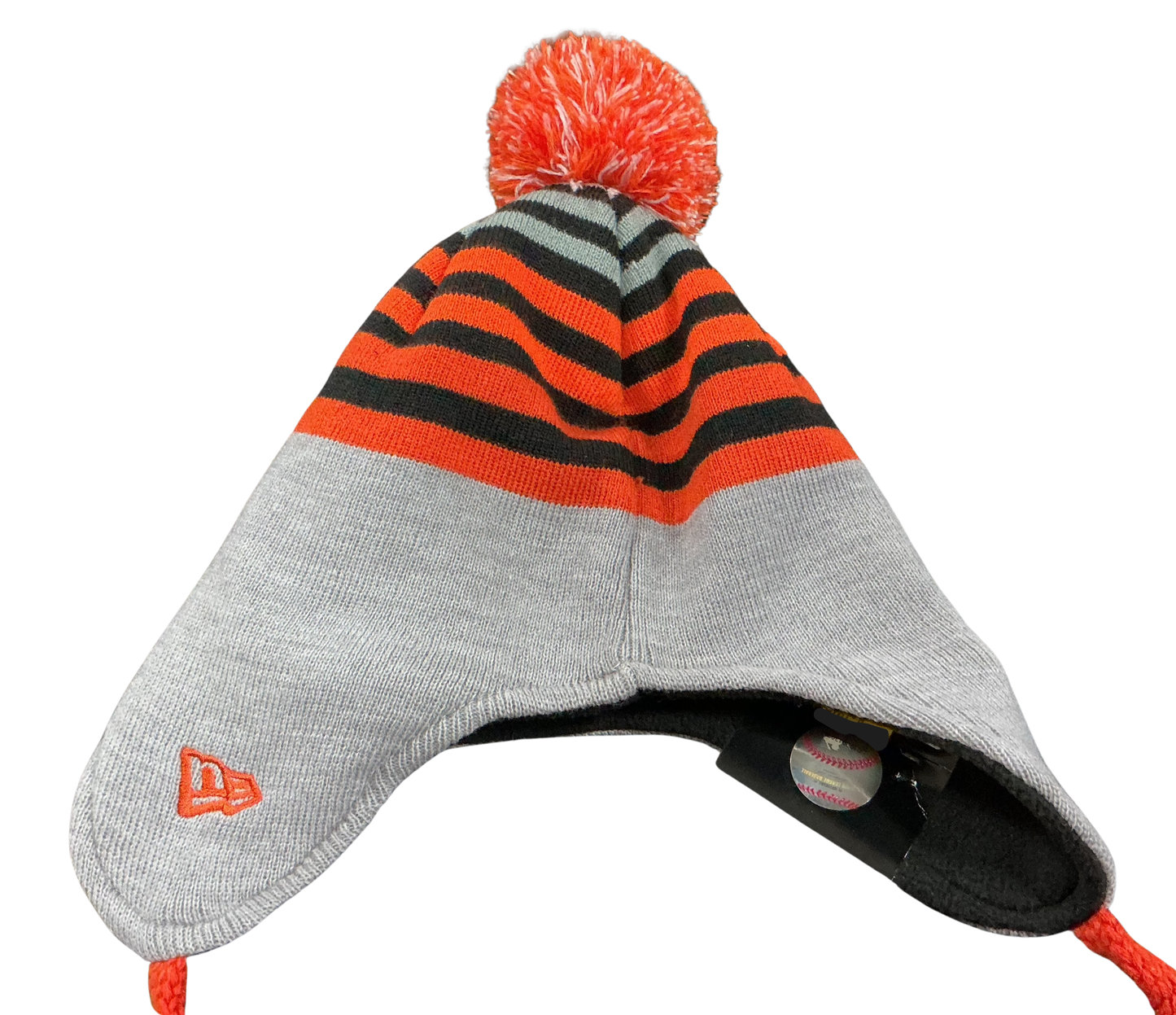 New Era MLB SF Giants Stripe Knit Earflap Beanie w/ Pom
