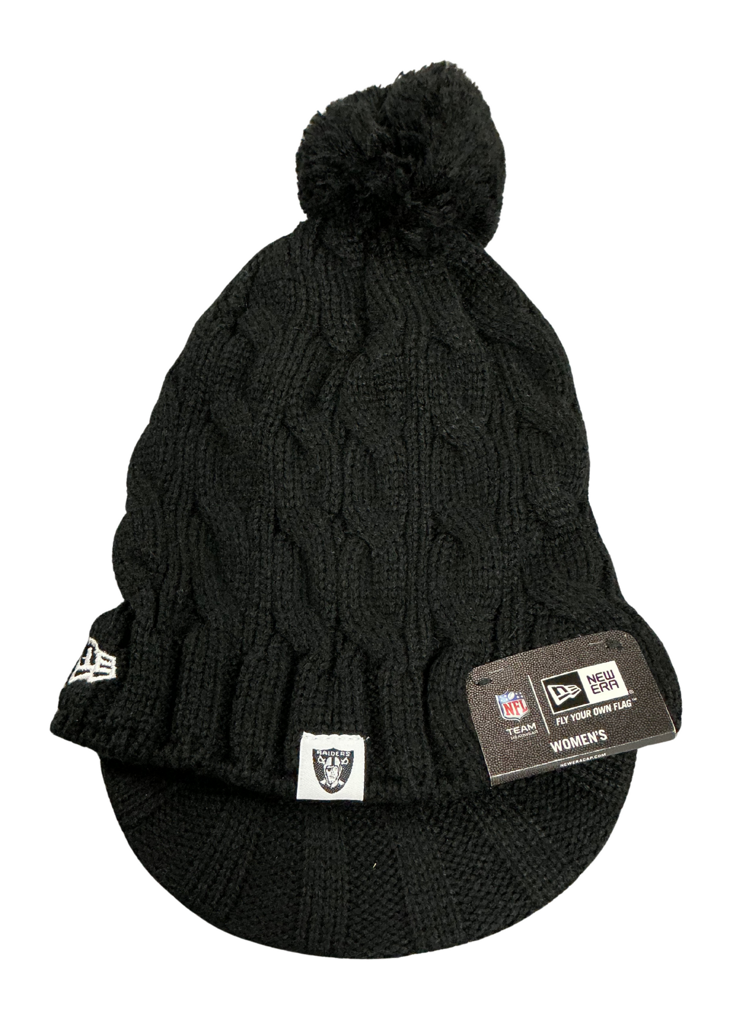 New Era Women's NFL Raiders Visor Knit Beanie w/ Pom