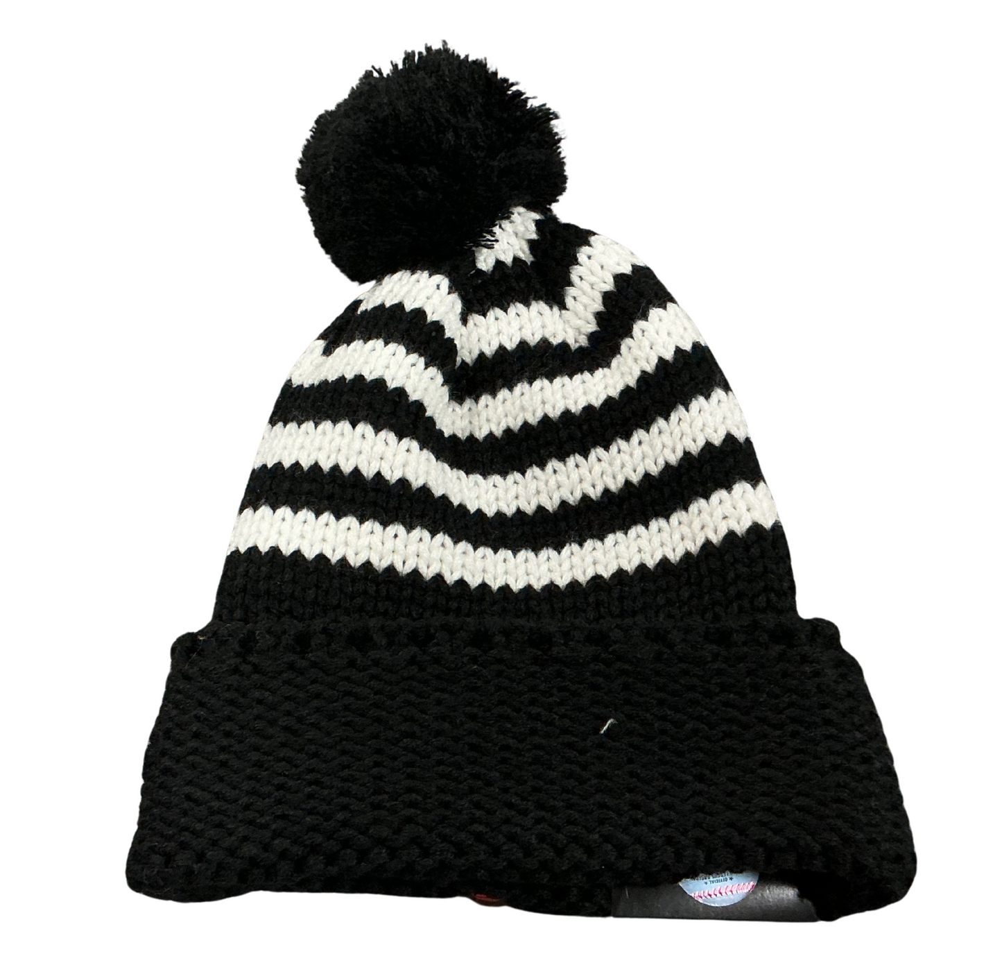New Era Womens MLB SF Giants Chunky Stripe Knit Beanie w/ Pom