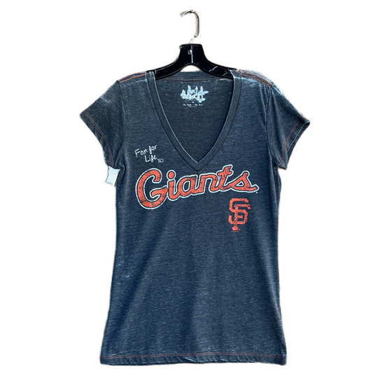 San Francisco Giants Baseball V-Neck Women's Dark Grey Fan For Life T-Shirt