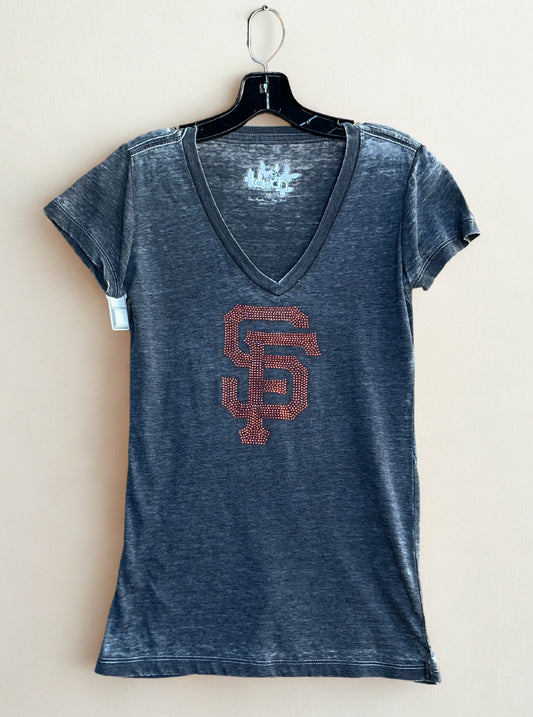 San Francisco Giants Baseball V-Neck Women's Dark Grey Gems T-Shirt