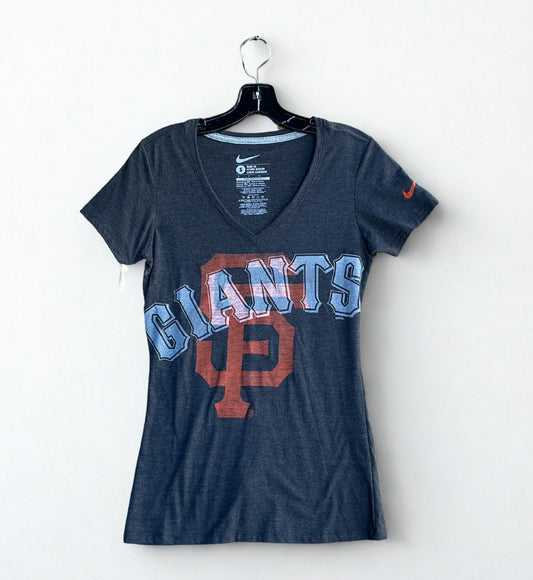 San Francisco Giants Baseball V-Neck Women's Dark Grey Slim Fit Nike T-Shirt