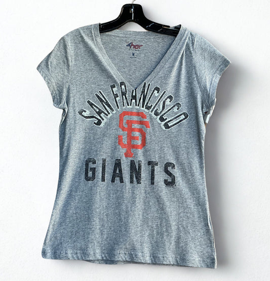 San Francisco Giants Baseball V-Neck Women's Grey T-Shirt
